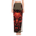 Red Devil Satan Print High Slit Maxi Skirt