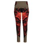 Red Devil Satan Print High-Waisted Pocket Leggings