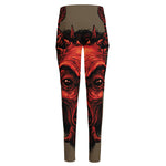 Red Devil Satan Print High-Waisted Pocket Leggings