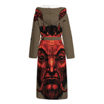 Red Devil Satan Print Hooded Bathrobe