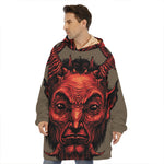 Red Devil Satan Print Hoodie Blanket