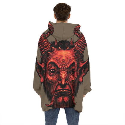Red Devil Satan Print Hoodie Blanket