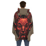 Red Devil Satan Print Hoodie Blanket