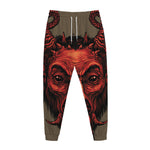 Red Devil Satan Print Jogger Pants