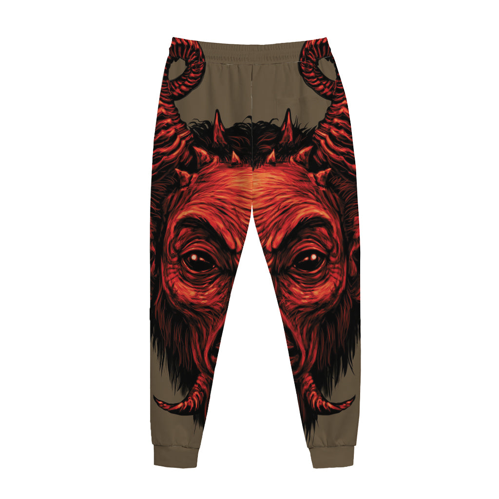 Red Devil Satan Print Jogger Pants
