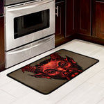 Red Devil Satan Print Kitchen Mat