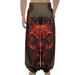 Red Devil Satan Print Lantern Pants