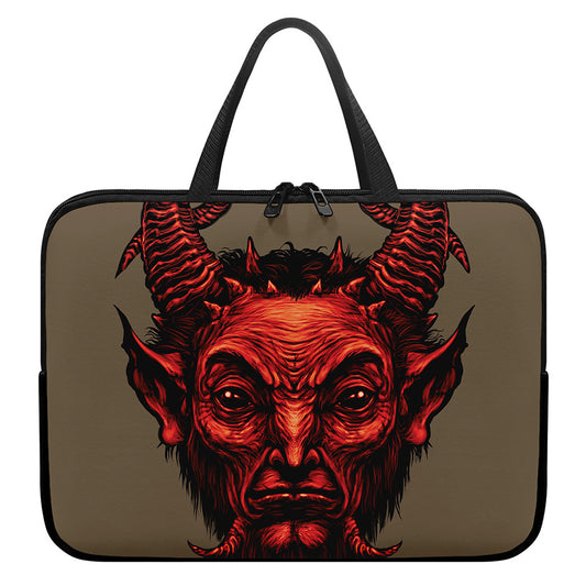 Red Devil Satan Print Laptop Sleeve With Handle
