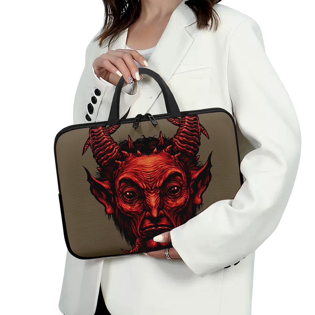 Red Devil Satan Print Laptop Sleeve With Handle