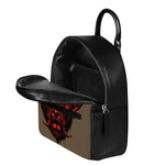 Red Devil Satan Print Leather Backpack