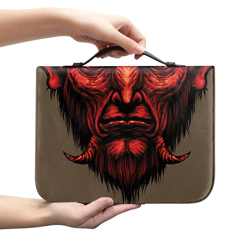 Red Devil Satan Print Leather Bible Cover