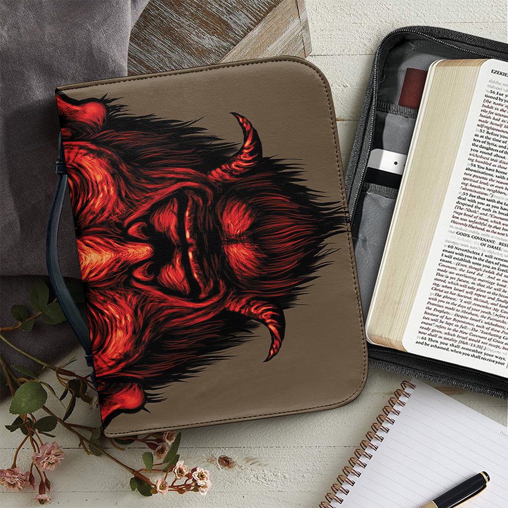 Red Devil Satan Print Leather Bible Cover