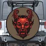 Red Devil Satan Print Leather Spare Tire Cover