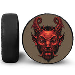 Red Devil Satan Print Leather Spare Tire Cover