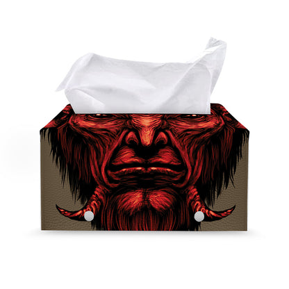 Red Devil Satan Print Leather Tissue Box Cover