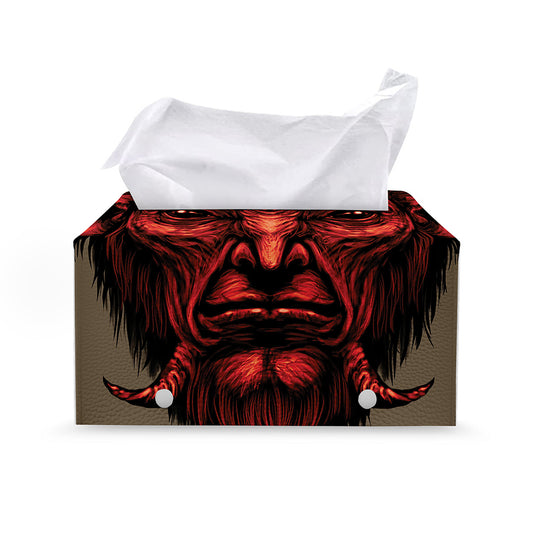 Red Devil Satan Print Leather Tissue Box Cover