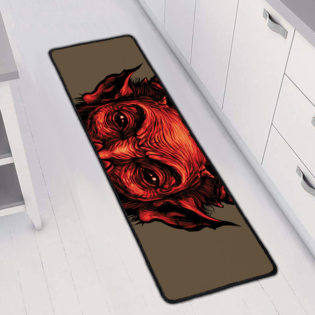 Red Devil Satan Print Long Kitchen Mat