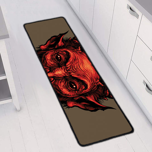 Red Devil Satan Print Long Kitchen Mat