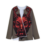 Red Devil Satan Print Long Sleeve Short Coat