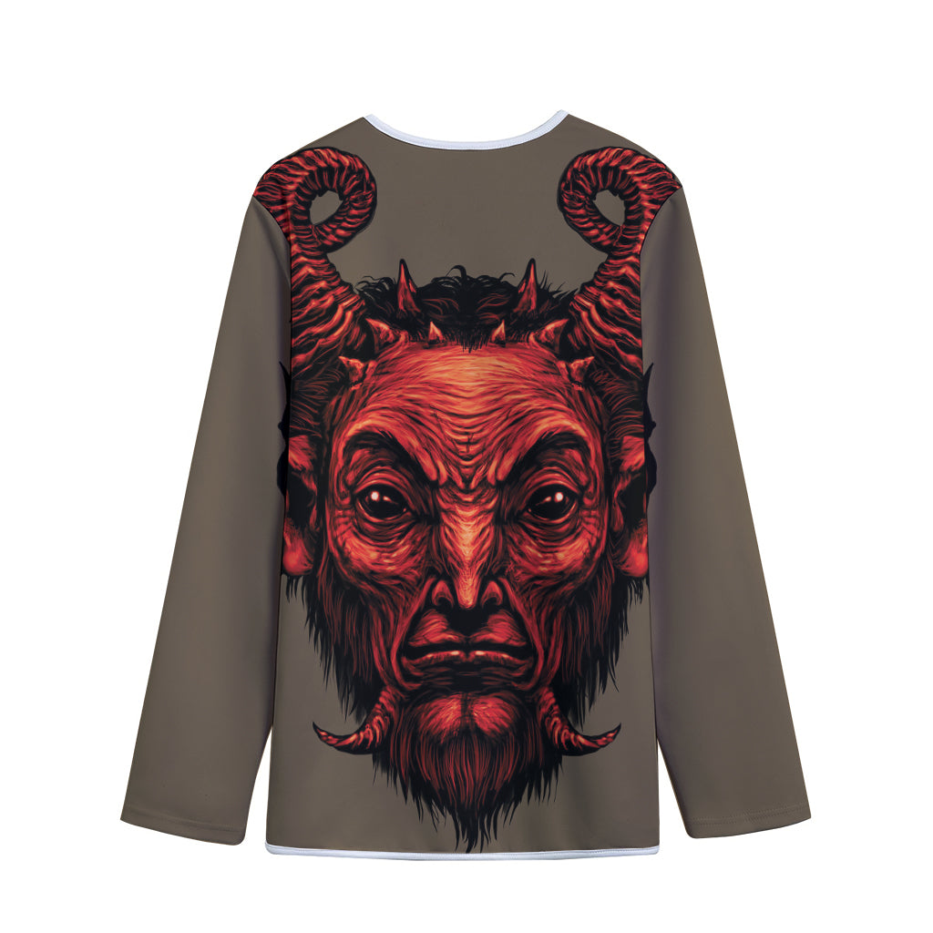 Red Devil Satan Print Long Sleeve Short Coat