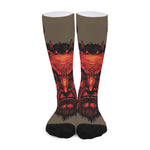 Red Devil Satan Print Long Socks