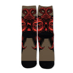 Red Devil Satan Print Long Socks