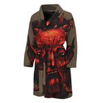 Red Devil Satan Print Men's Bathrobe