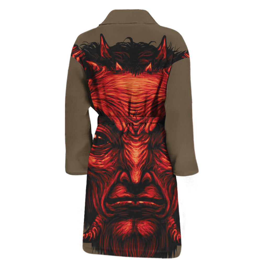 Red Devil Satan Print Men's Bathrobe
