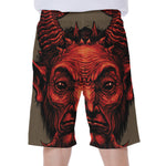 Red Devil Satan Print Men's Beach Shorts