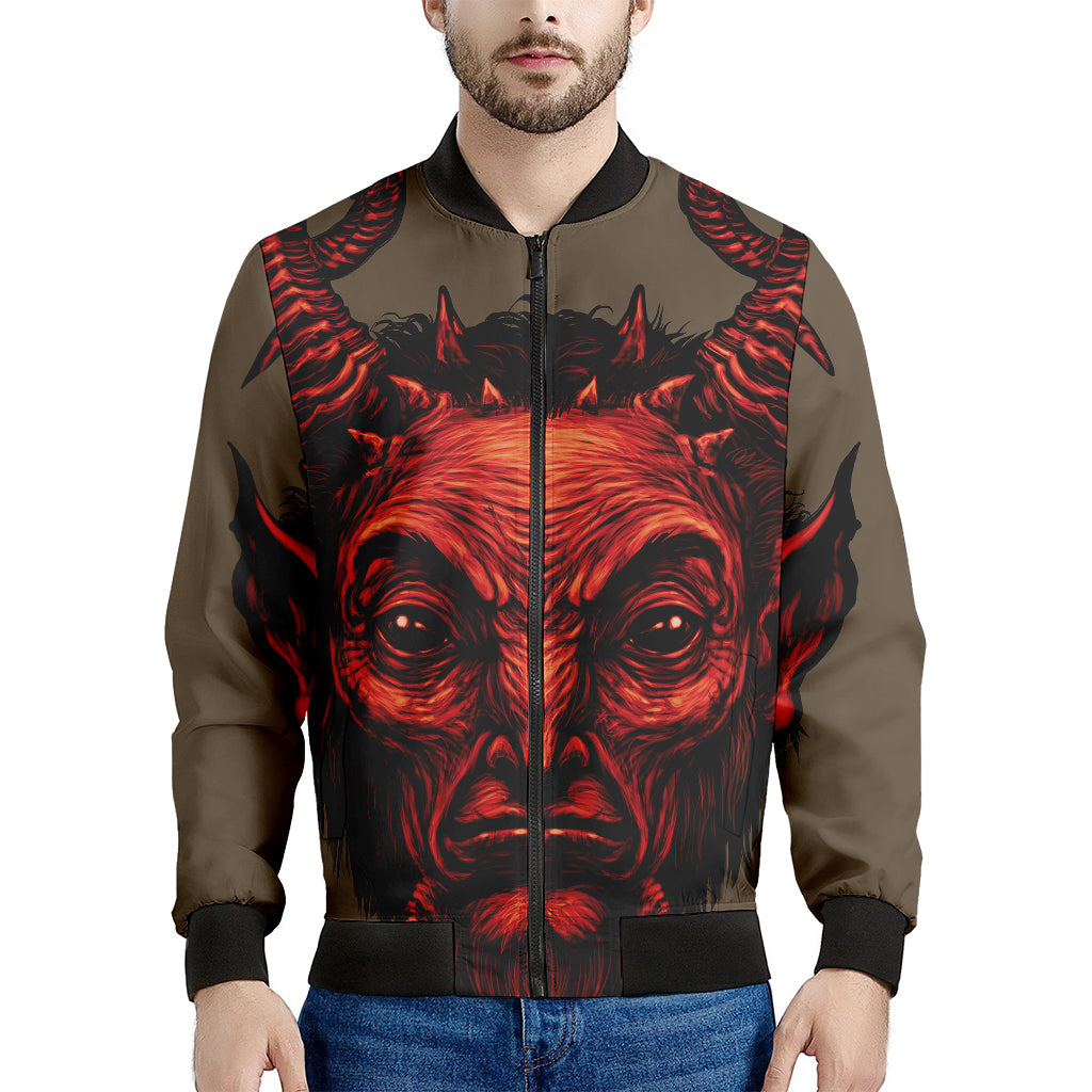 Red Devil Satan Print Men's Bomber Jacket