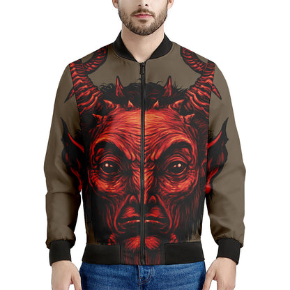 Red Devil Satan Print Men's Bomber Jacket