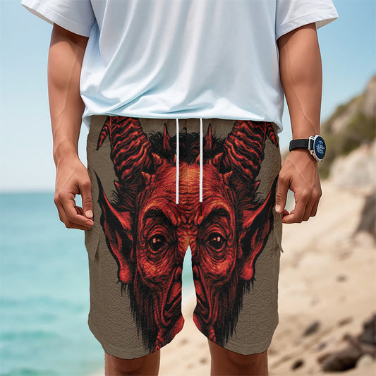 Red Devil Satan Print Men's Cargo Shorts