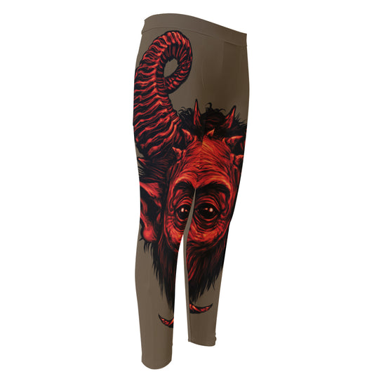 Red Devil Satan Print Men's Compression Pants