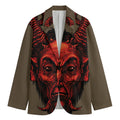Red Devil Satan Print Men's Cotton Blazer