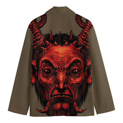 Red Devil Satan Print Men's Cotton Blazer