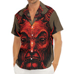 Red Devil Satan Print Men's Deep V-Neck Shirt