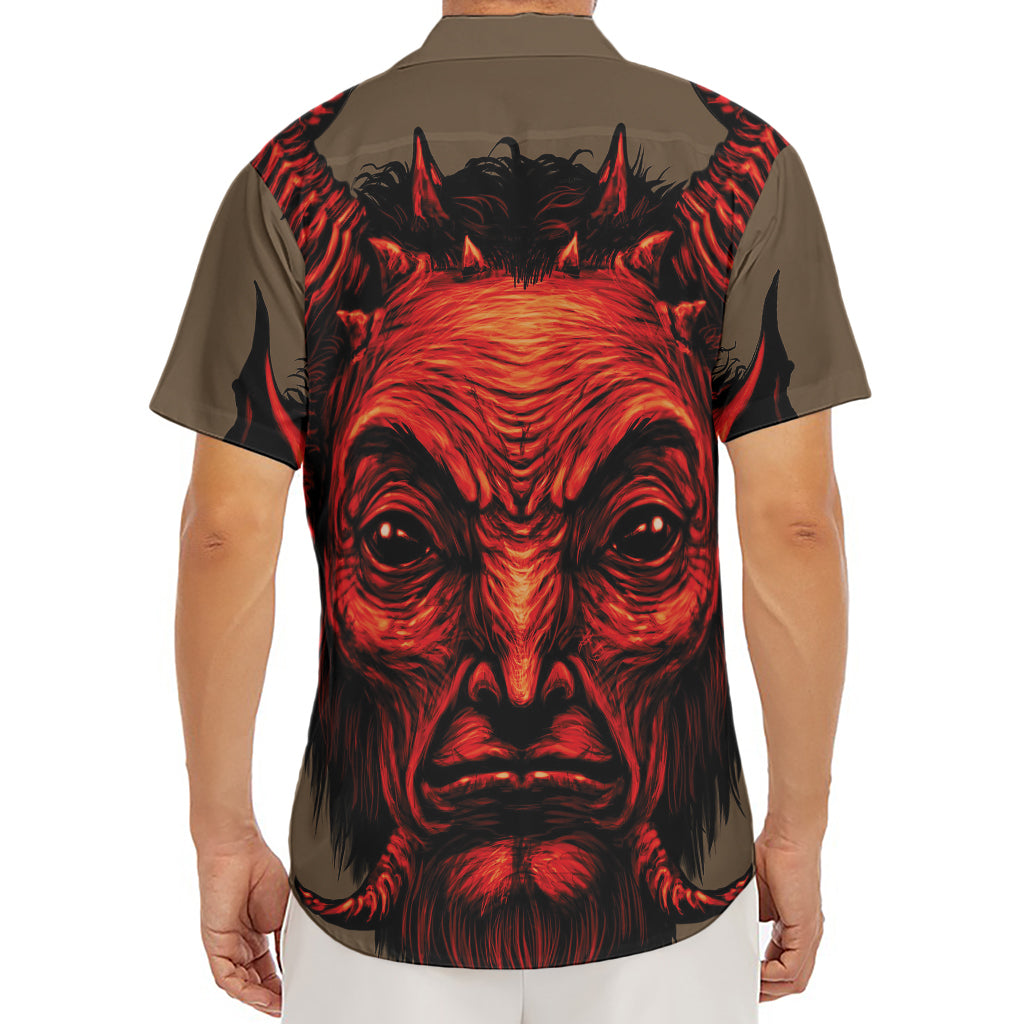 Red Devil Satan Print Men's Deep V-Neck Shirt