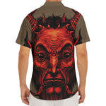 Red Devil Satan Print Men's Deep V-Neck Shirt