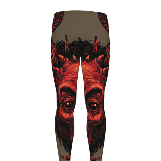 Red Devil Satan Print Men's leggings