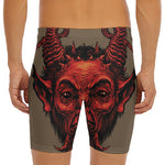 Red Devil Satan Print Men's Long Boxer Briefs
