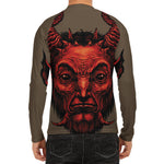 Red Devil Satan Print Men's Long Sleeve Rash Guard
