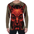 Red Devil Satan Print Men's Long Sleeve T-Shirt