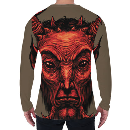 Red Devil Satan Print Men's Long Sleeve T-Shirt