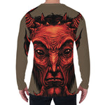 Red Devil Satan Print Men's Long Sleeve T-Shirt