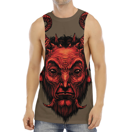 Red Devil Satan Print Men's Muscle Tank Top
