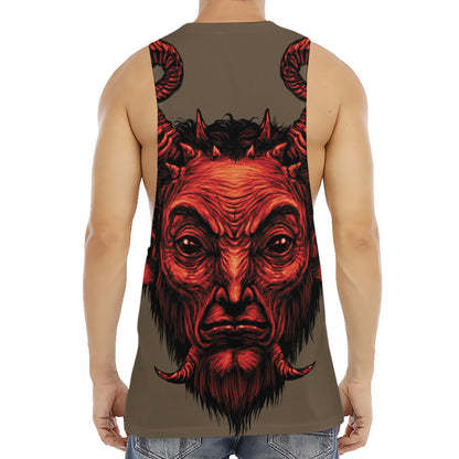 Red Devil Satan Print Men's Muscle Tank Top