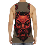 Red Devil Satan Print Men's Muscle Tank Top