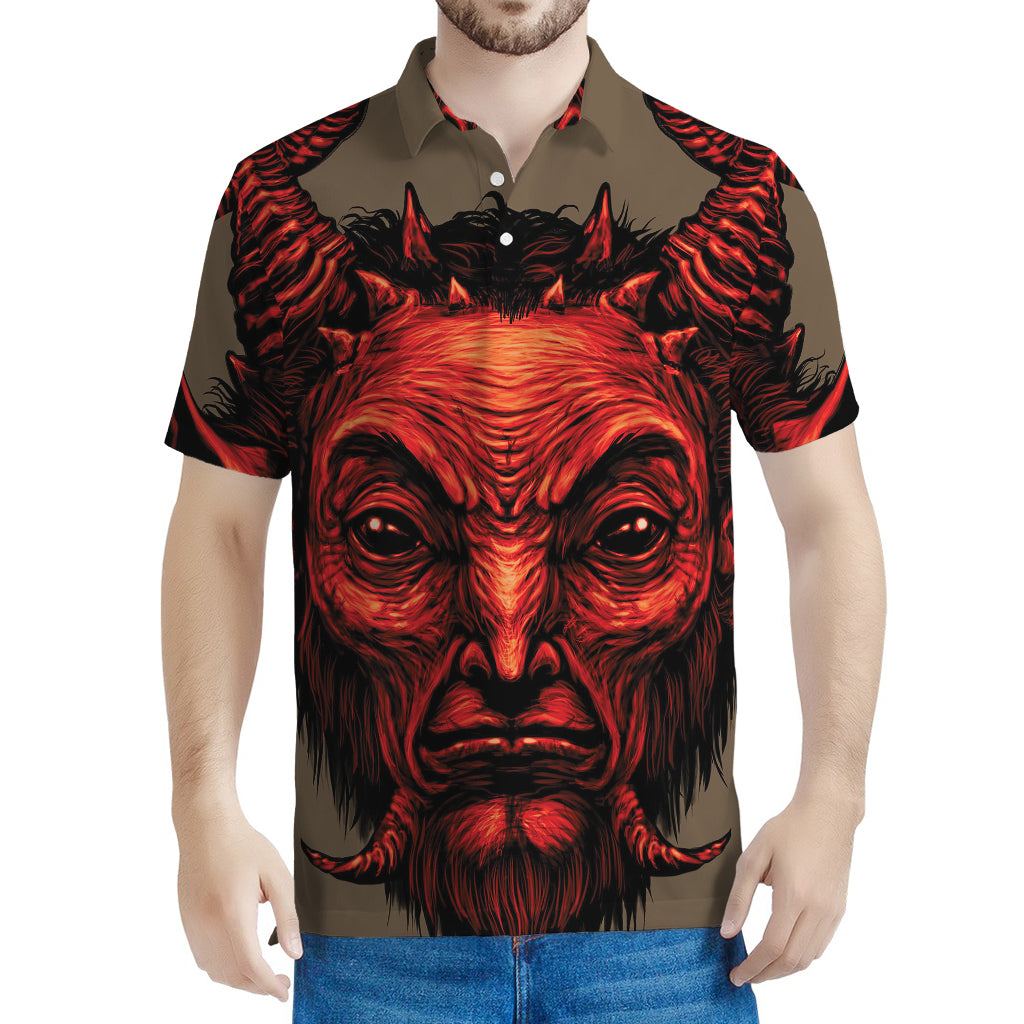 Red Devil Satan Print Men's Polo Shirt