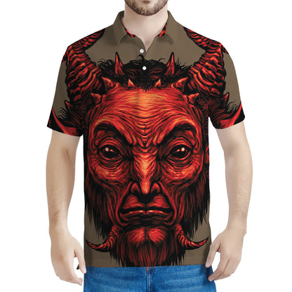 Red Devil Satan Print Men's Polo Shirt