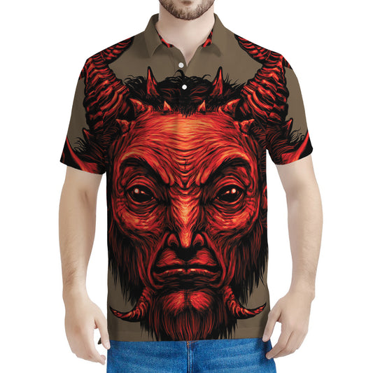 Red Devil Satan Print Men's Polo Shirt